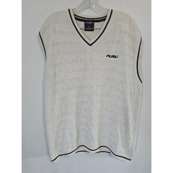 Vintage FUBU Cable Knit Sweater Vest Mens Sz XXL - Picture 1 of 7